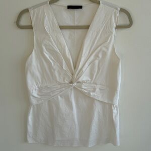 The Row White Twist Front Sleeveless Top